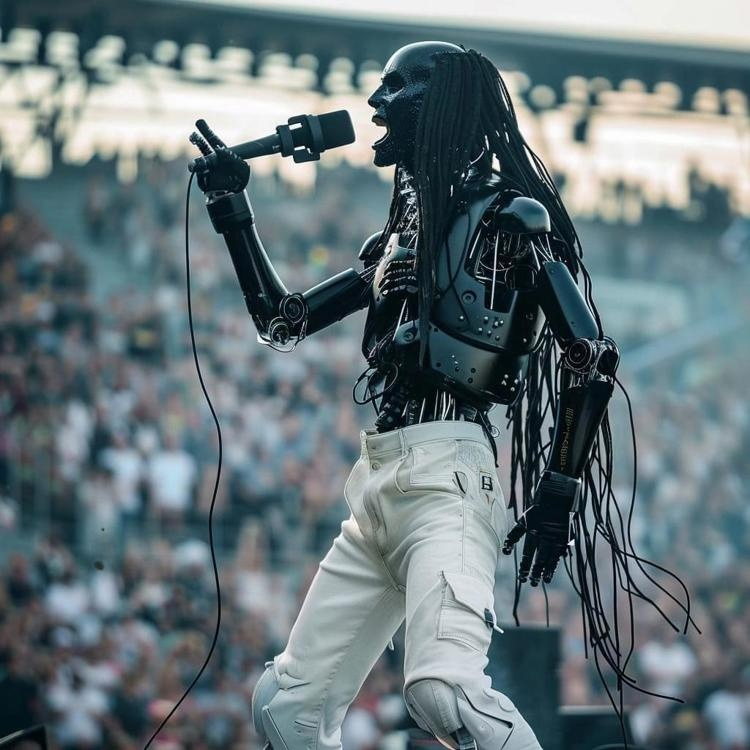 Симпатичный робот от TechFusion Dynamics спел на стадионе